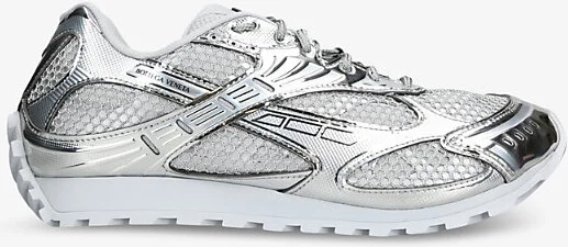 Mens Silver Orbit Metallic-Panel Net-Covered Low-Top Trainers Eur 41 / 7 Uk Men