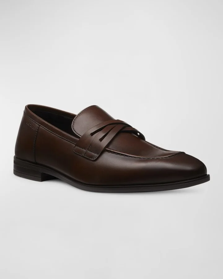 Men's Simon Crisscross Leather Penny Loafers - Image 2