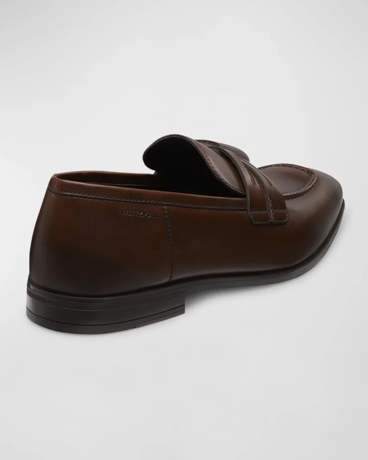 Men's Simon Crisscross Leather Penny Loafers - Image 3