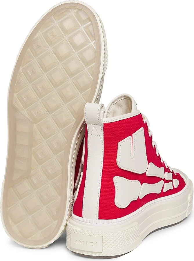Men's Skel Court Canvas High-Top Sneakers - Varsity Red - Size 15 - Image 6
