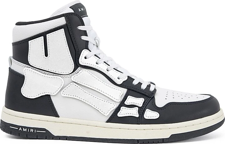 Men's Skel-Top Hi Leather Sneakers - Black White - Size 7