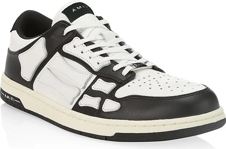 Men's Skel-Top Low Leather Sneakers - Black White - Size 7 - Image 2