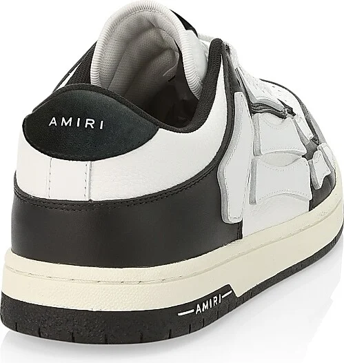 Men's Skel-Top Low Leather Sneakers - Black White - Size 7 - Image 3
