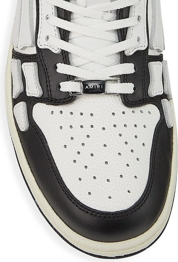 Men's Skel-Top Low Leather Sneakers - Black White - Size 7 - Image 4