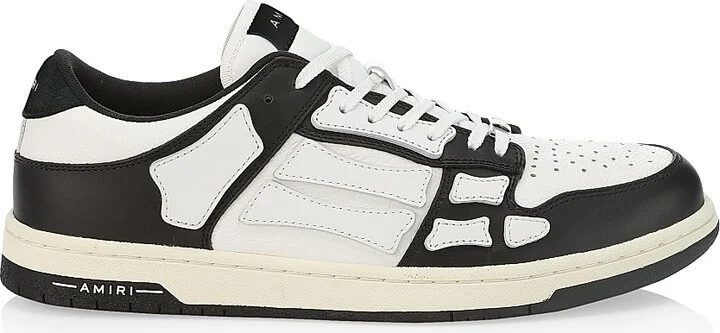 Men's Skel-Top Low Leather Sneakers - Black White - Size 7