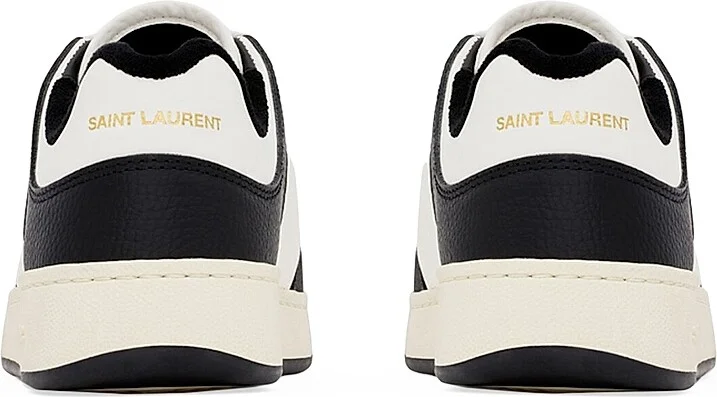 Men's SL/61 Low-Top Sneakers in Grained Leather - White Black - Size 6 - Image 3