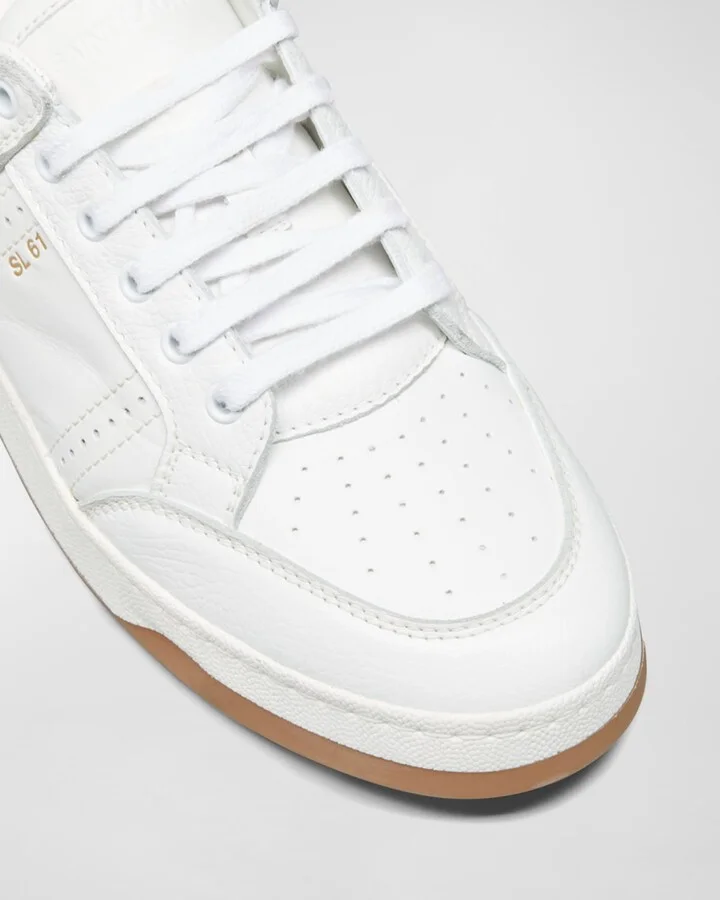 Men's SL61 Perforated Leather Low-Top Sneakers - Image 3