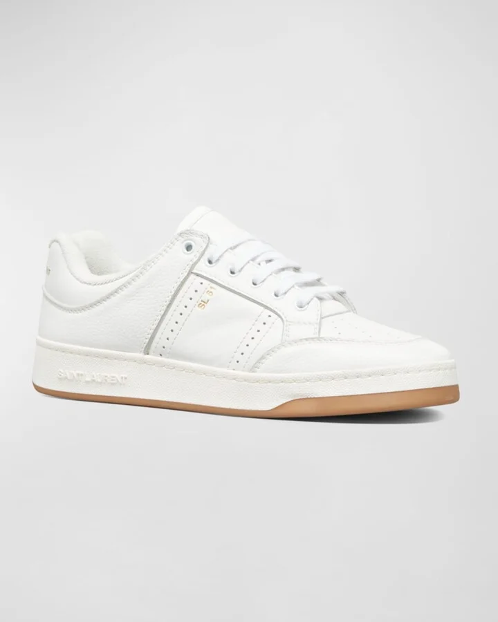 Men's SL61 Perforated Leather Low-Top Sneakers - Image 5