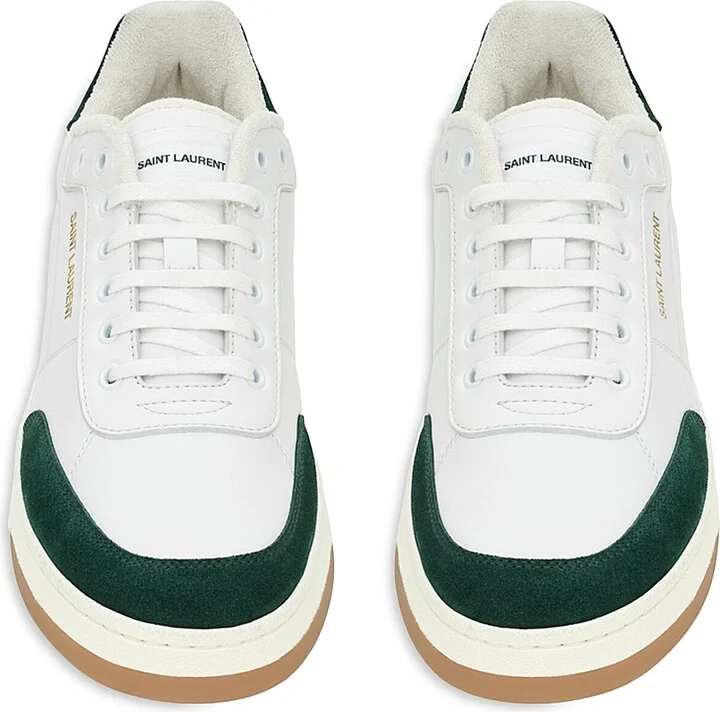 Men's SL61 Sneakers in Smooth Leather - Optic White Bottle Green - Size 7 - Image 3