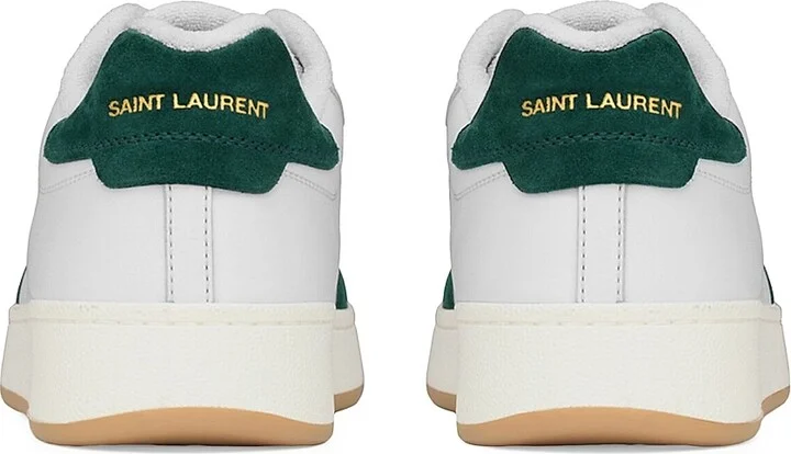 Men's SL61 Sneakers in Smooth Leather - Optic White Bottle Green - Size 7 - Image 4