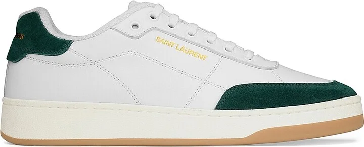 Men's SL61 Sneakers in Smooth Leather - Optic White Bottle Green - Size 7