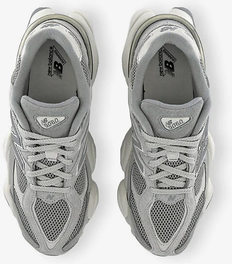 Mens Slate Grey White Grey 9060 Suede and Mesh Low-Top Trainers 5.5 - Image 2