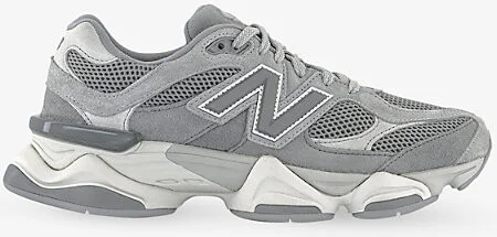Mens Slate Grey White Grey 9060 Suede and Mesh Low-Top Trainers 5.5