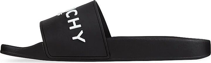 Men's Slide Flat Sandals in Rubber - Black - Size 8 - Image 2