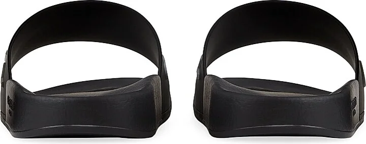 Men's Slide Flat Sandals in Rubber - Black - Size 8 - Image 4