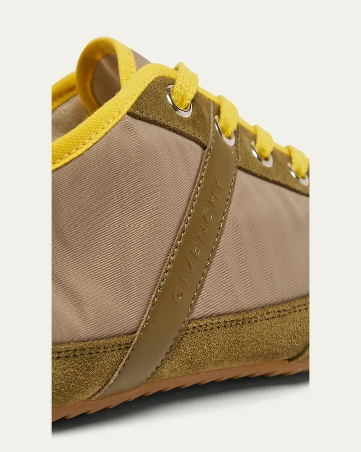 Men's Slim Nylon and Suede Low-Top Sneakers - Image 6