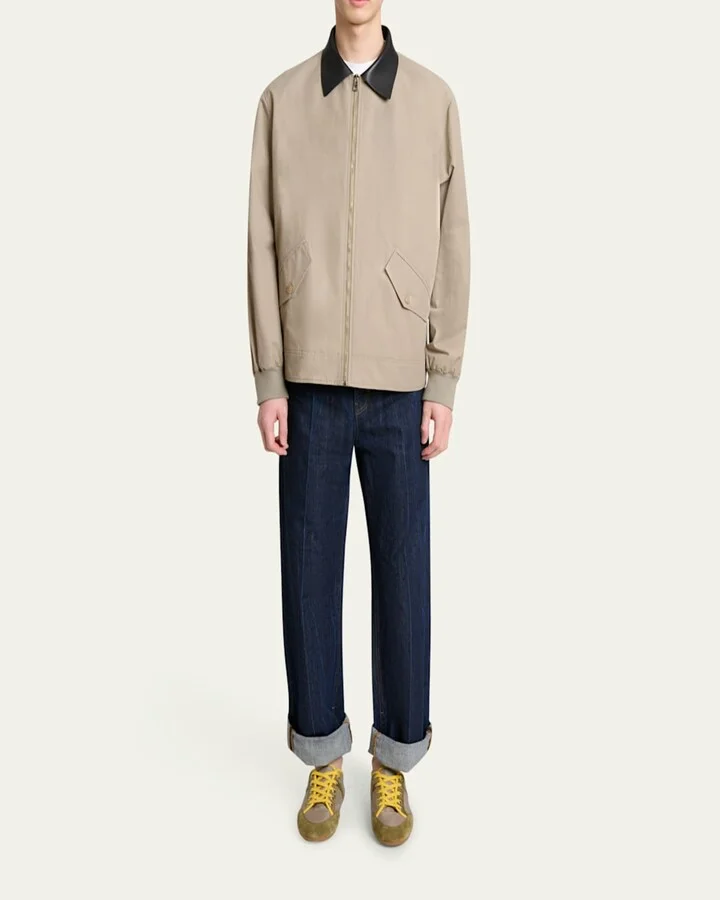 Men's Slim Nylon and Suede Low-Top Sneakers - Image 7