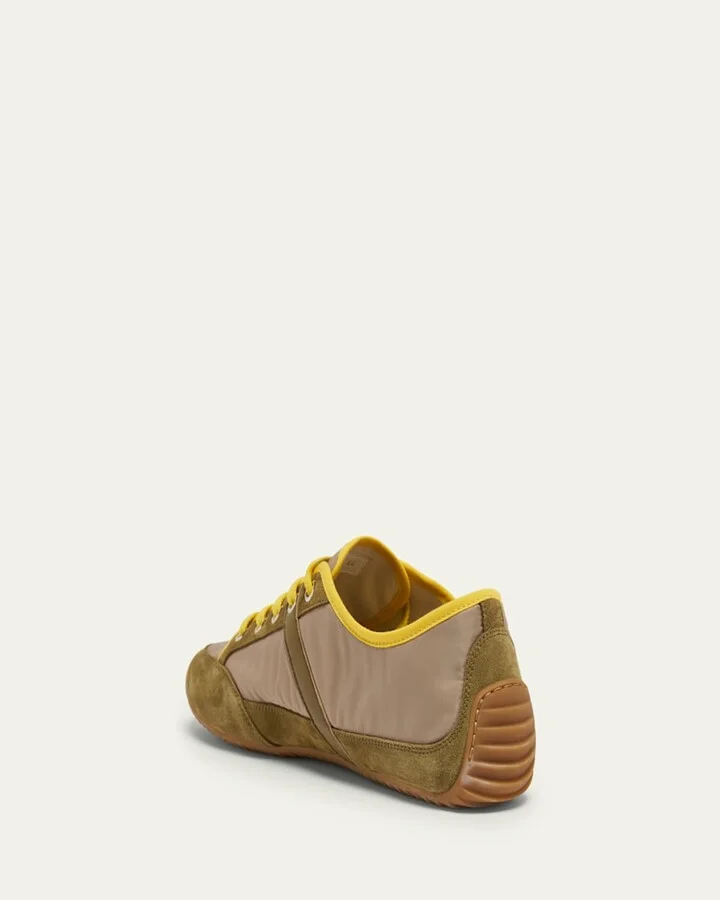 Men's Slim Nylon and Suede Low-Top Sneakers - Image 10