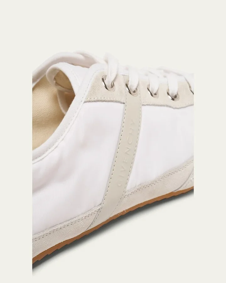 Men's Slim Nylon and Suede Low-Top Sneakers - Image 3