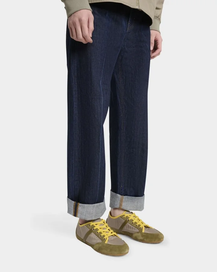 Men's Slim Nylon and Suede Low-Top Sneakers - Image 4