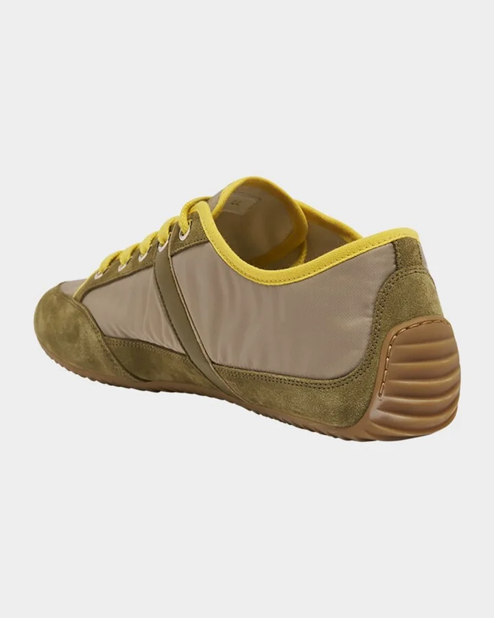 Men's Slim Nylon and Suede Low-Top Sneakers - Image 9