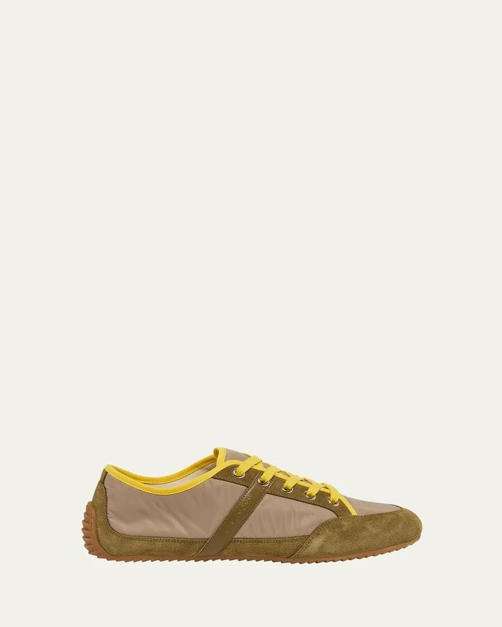 Men's Slim Nylon and Suede Low-Top Sneakers