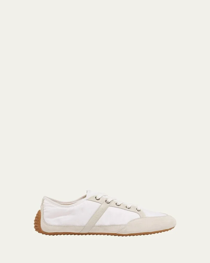 Men's Slim Nylon and Suede Low-Top Sneakers