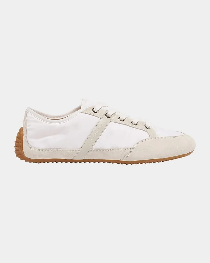 Men's Slim Nylon and Suede Low-Top Sneakers