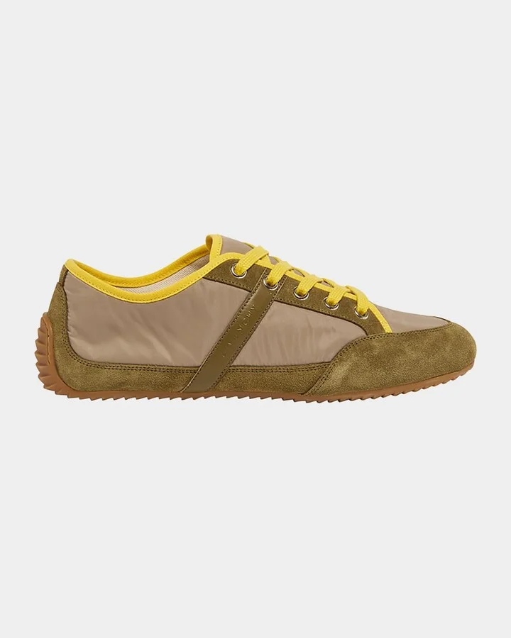 Men's Slim Nylon and Suede Low-Top Sneakers