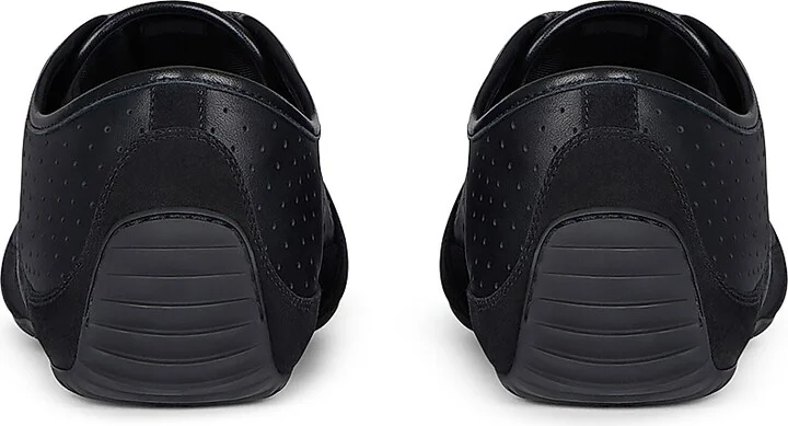 Men's Slim Sneakers in Perforated Leather and Suede - Black - Size 7 - Image 4