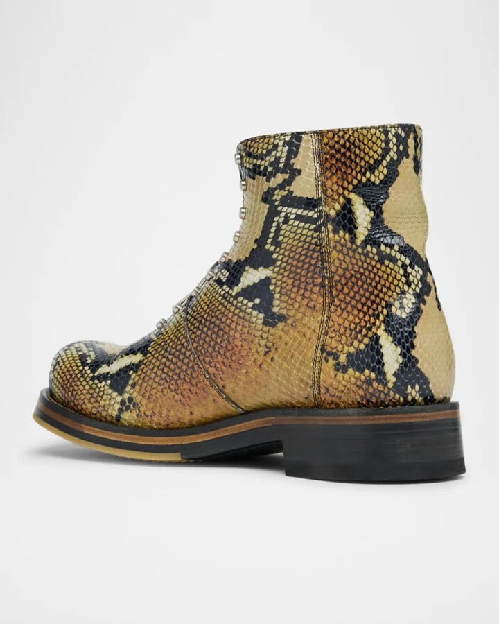 Men's Snake-Effect Leather Zip-Up Boots - Image 5