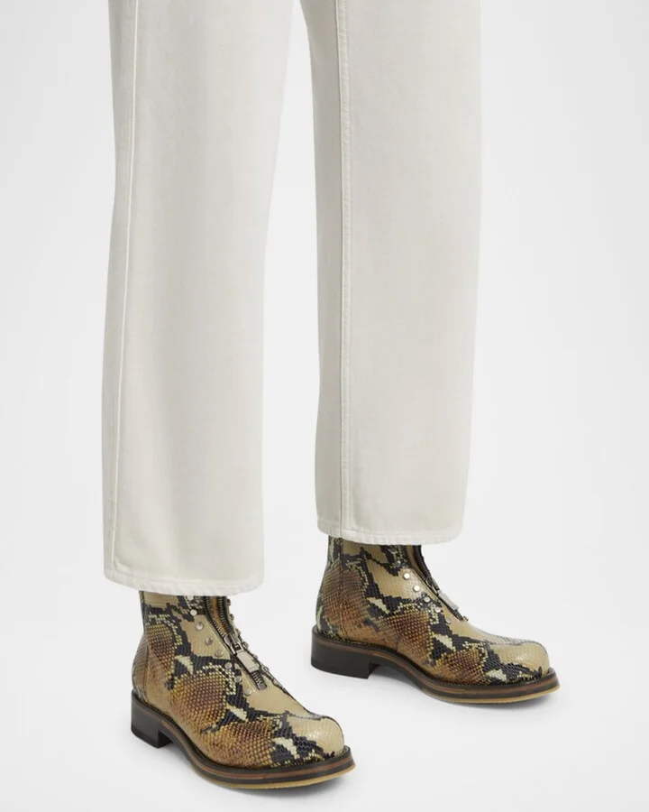 Men's Snake-Effect Leather Zip-Up Boots - Image 6