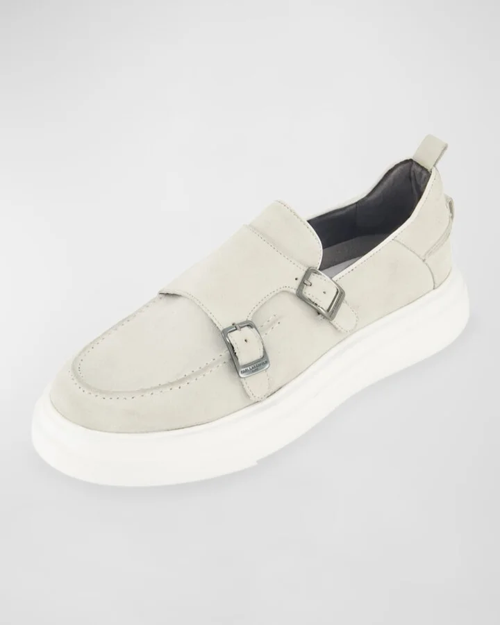 Men's Sneaker-Sole Suede Double-Monk Loafers - Image 2