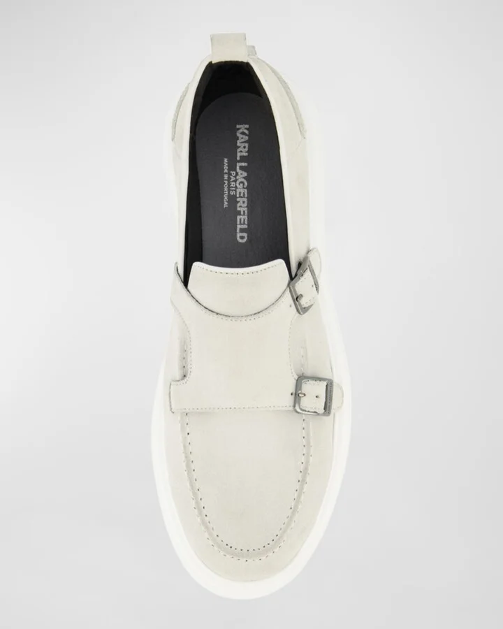 Men's Sneaker-Sole Suede Double-Monk Loafers - Image 3