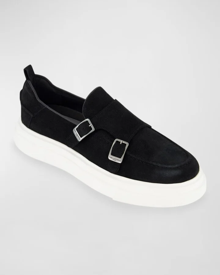 Men's Sneaker-Sole Suede Double-Monk Loafers - Image 5