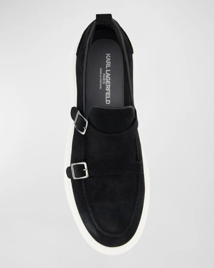 Men's Sneaker-Sole Suede Double-Monk Loafers - Image 7