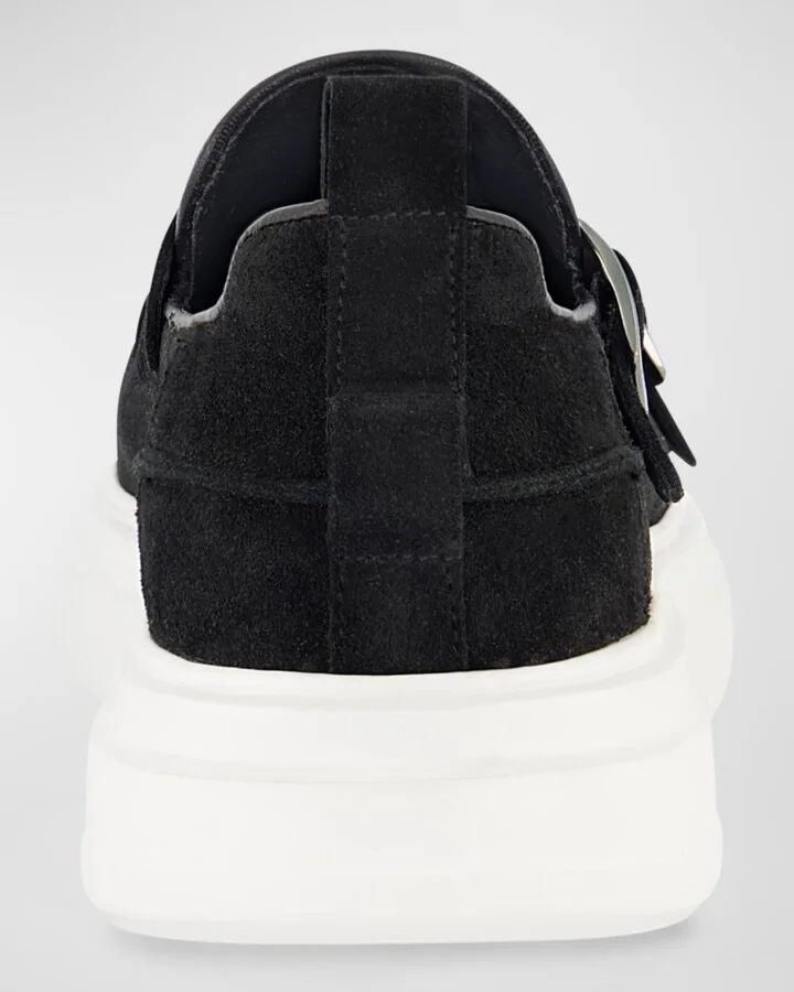 Men's Sneaker-Sole Suede Double-Monk Loafers - Image 8