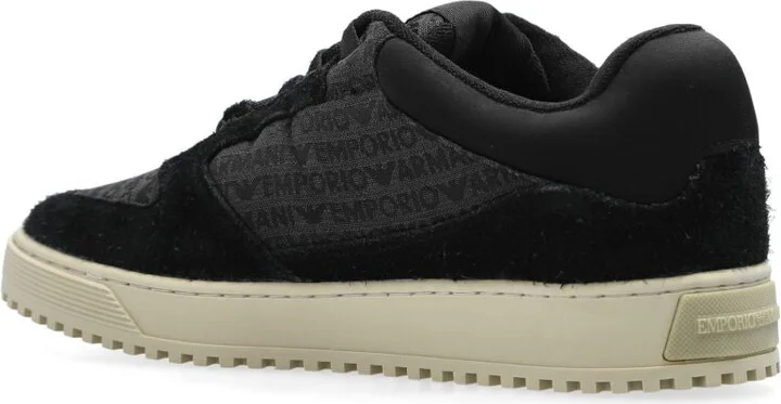 Men's Sneakers In Jacquard Fabric With Logo Lettering And Suede - Image 4