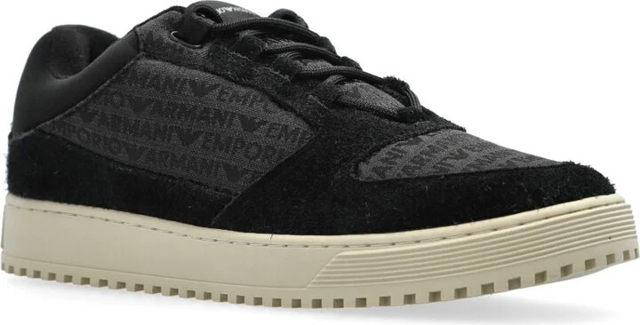 Men's Sneakers In Jacquard Fabric With Logo Lettering And Suede - Image 5
