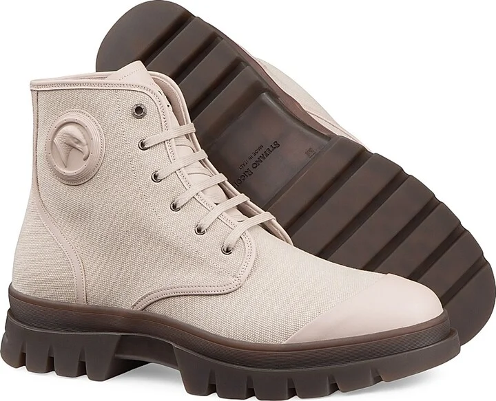 Men's Sophisticated Leather Ankle Boots - Beige - Size 8 - Image 4
