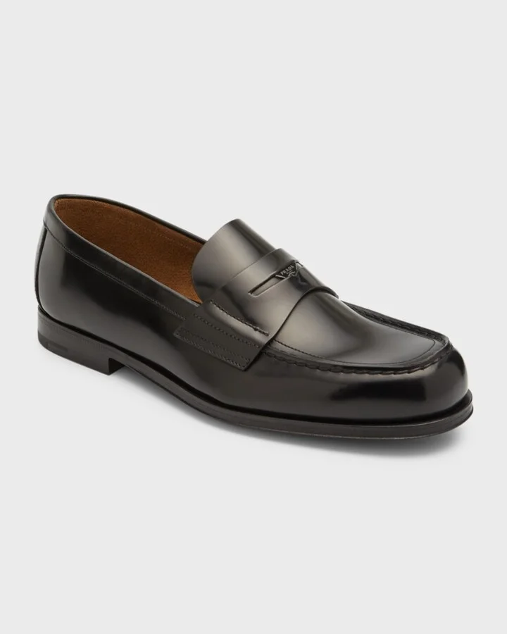 Men's Spazzolato Triangle Logo Penny Loafers - Image 8