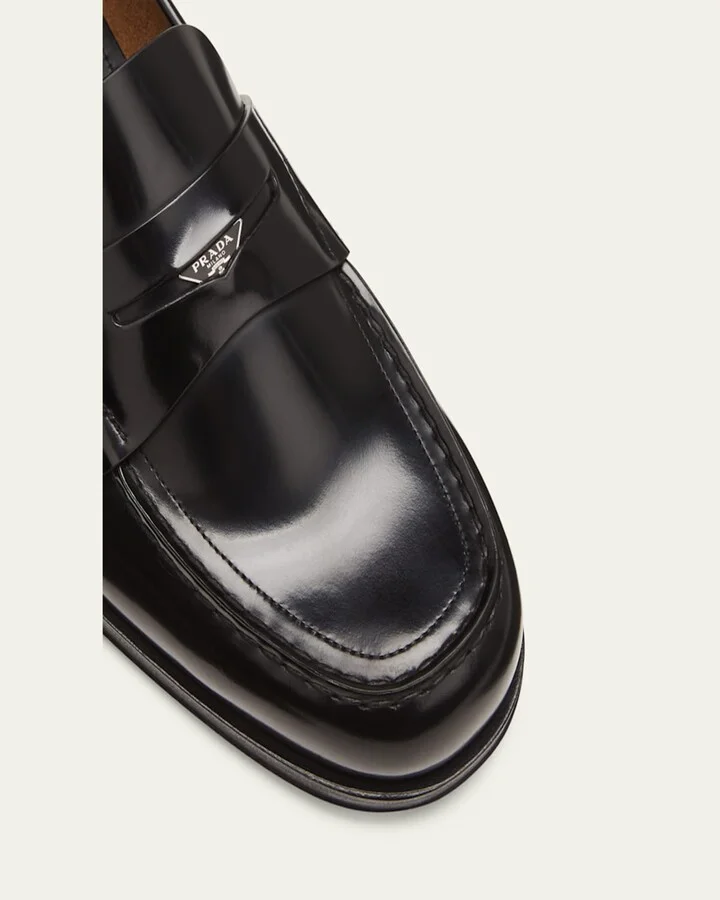 Men's Spazzolato Triangle Logo Penny Loafers - Image 3