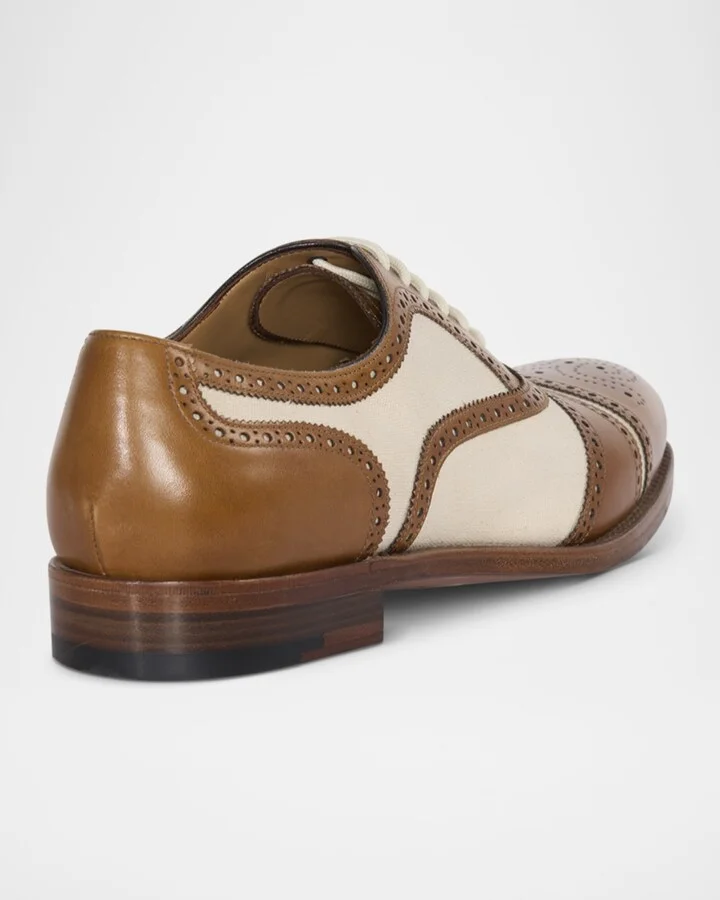 Men's Specter Canvas and Brogue Leather Derby Shoes - Image 2