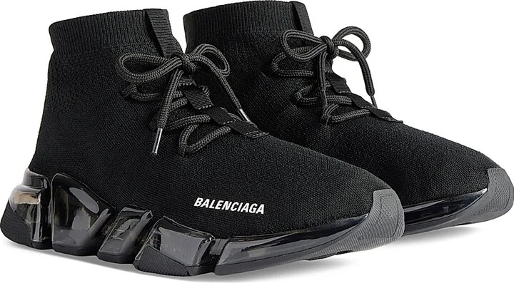 Men's Speed 2.0 Lace Up Full Clear Sole Recycled Knit Sneakers - Black - Size 7 - Image 2