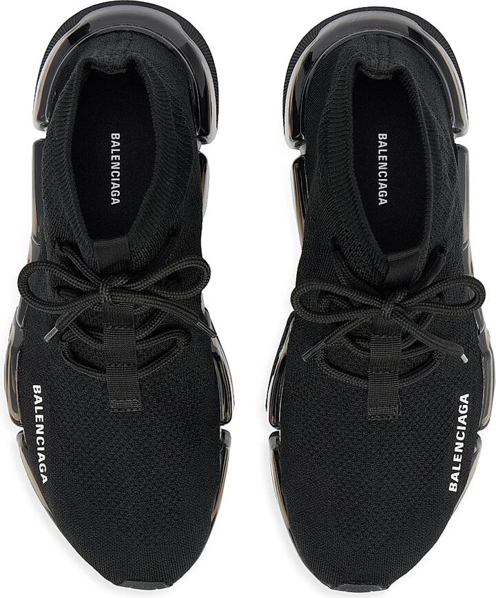 Men's Speed 2.0 Lace Up Full Clear Sole Recycled Knit Sneakers - Black - Size 7 - Image 5