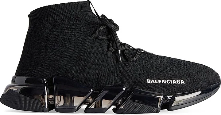 Men's Speed 2.0 Lace Up Full Clear Sole Recycled Knit Sneakers - Black - Size 7
