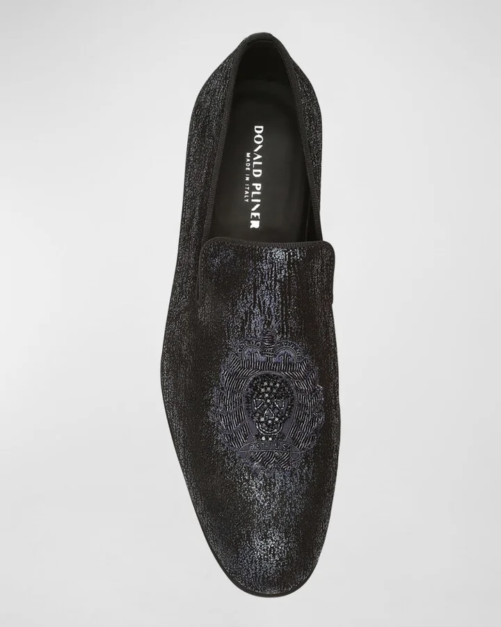 Men's Spencer Distressed Metallic Skull Loafers - Image 2