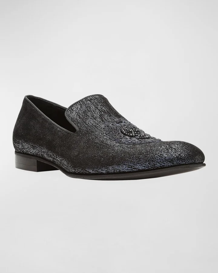 Men's Spencer Distressed Metallic Skull Loafers - Image 3