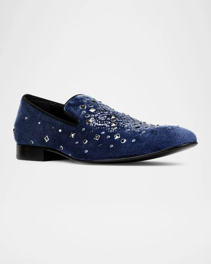 Men's Spencer Velvet Rhinestone Loafers - Image 3