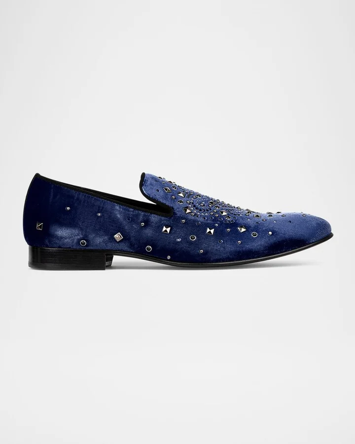 Men's Spencer Velvet Rhinestone Loafers
